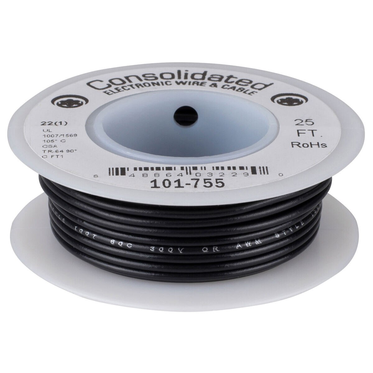 Consolidated 22 AWG Black Solid HookUp Wire 25 ft.